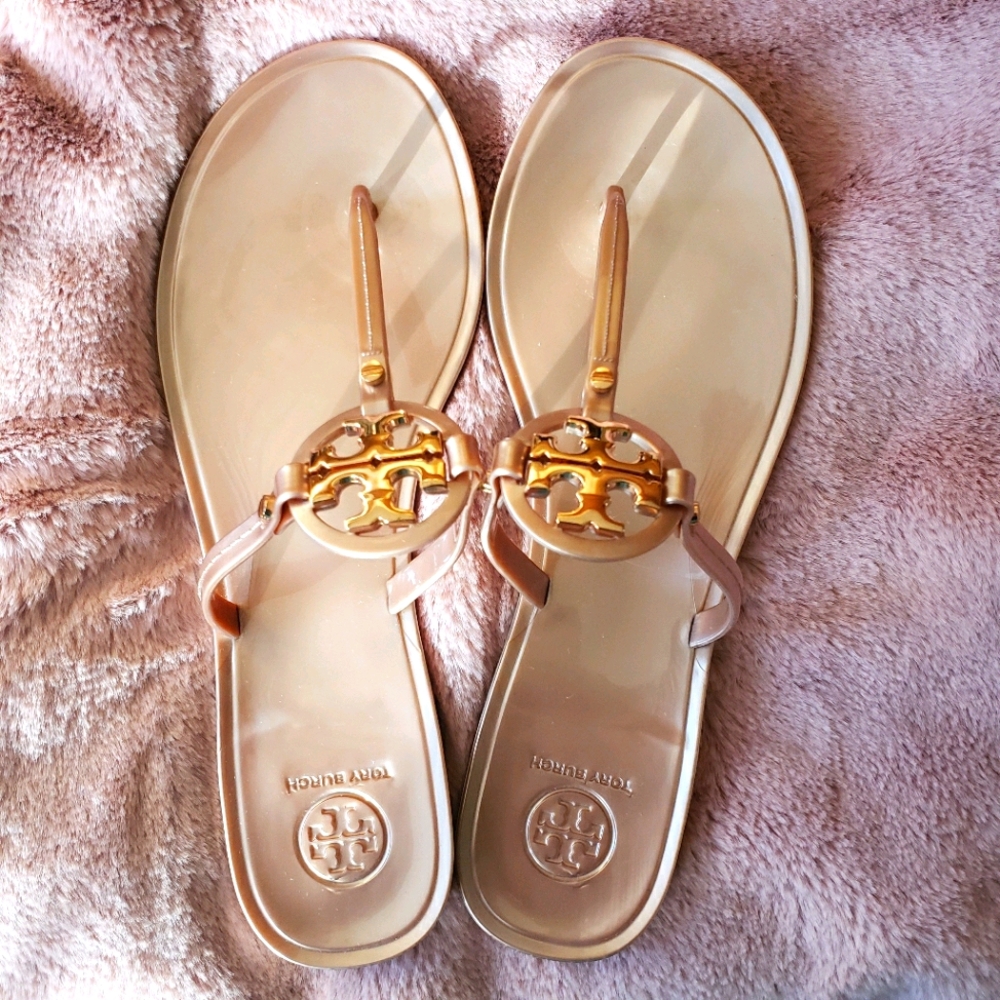 Tory Burch Mini Miller Rose Gold Jelly Size 9, New